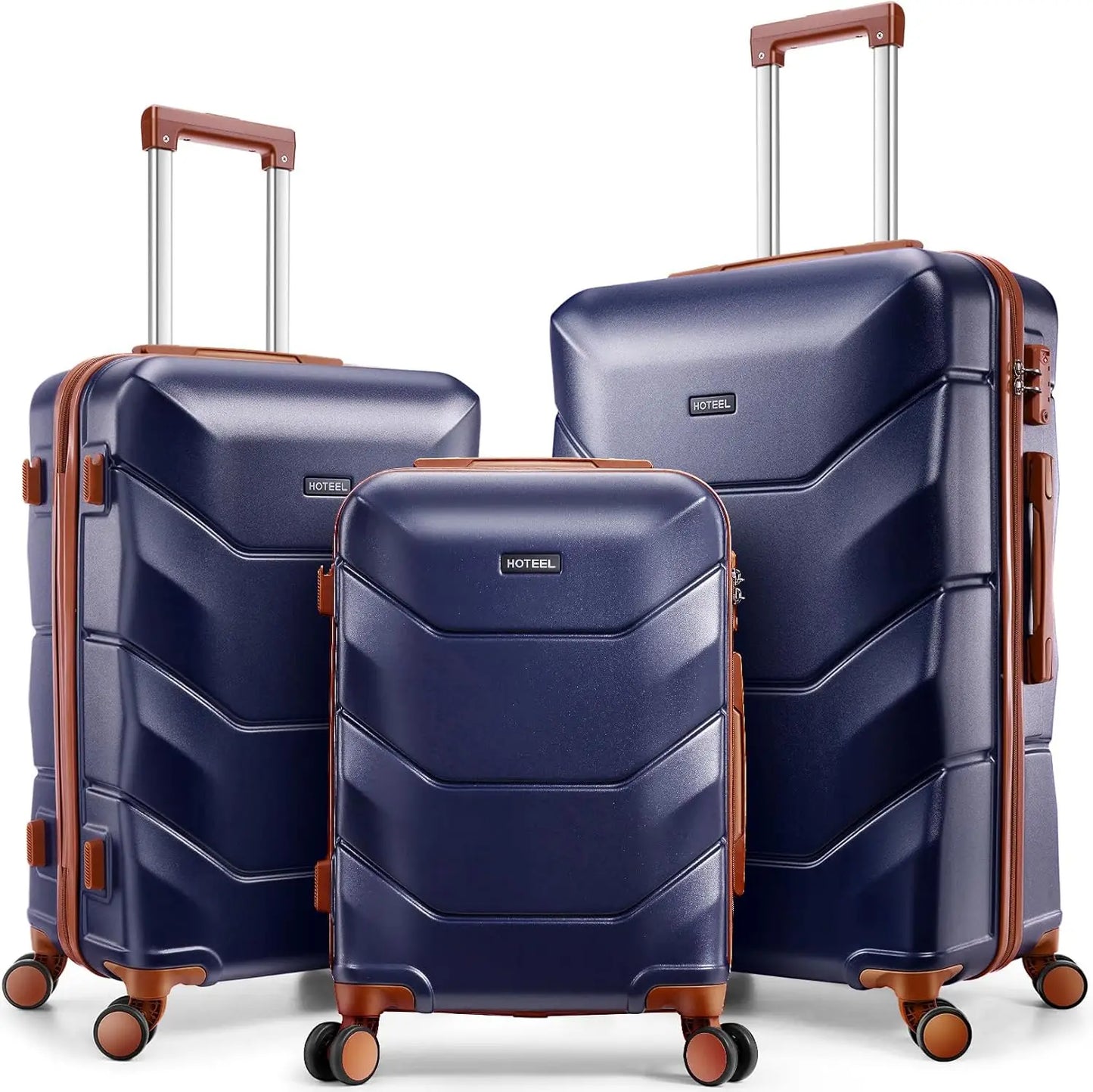 HOTEELCN 3 Piece ABS Hardside Luggage Set Spinner Wheels