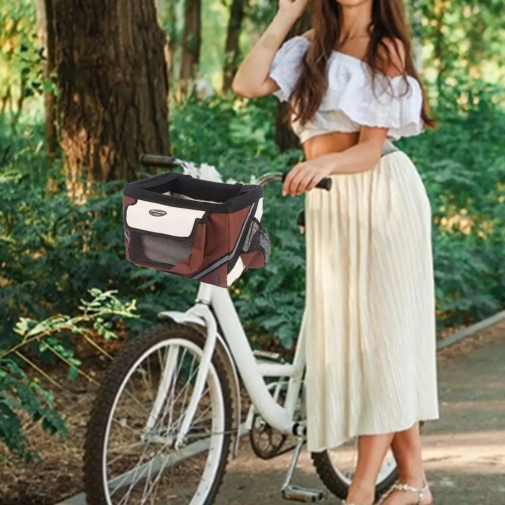 Pet Dog Bicycle Bag Front Handlebar Basket for Small Dogs and Cats Travel Carrier