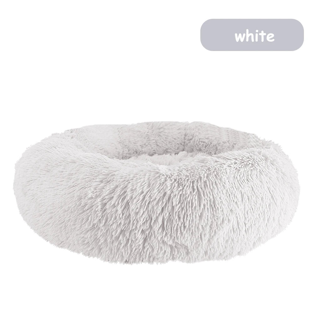 Donut Dog Bed Warm Soft Long Plush Pet Bed for Small Large Dogs and Cats Calming Washable Winter Kennel Sofa Cushion Mat