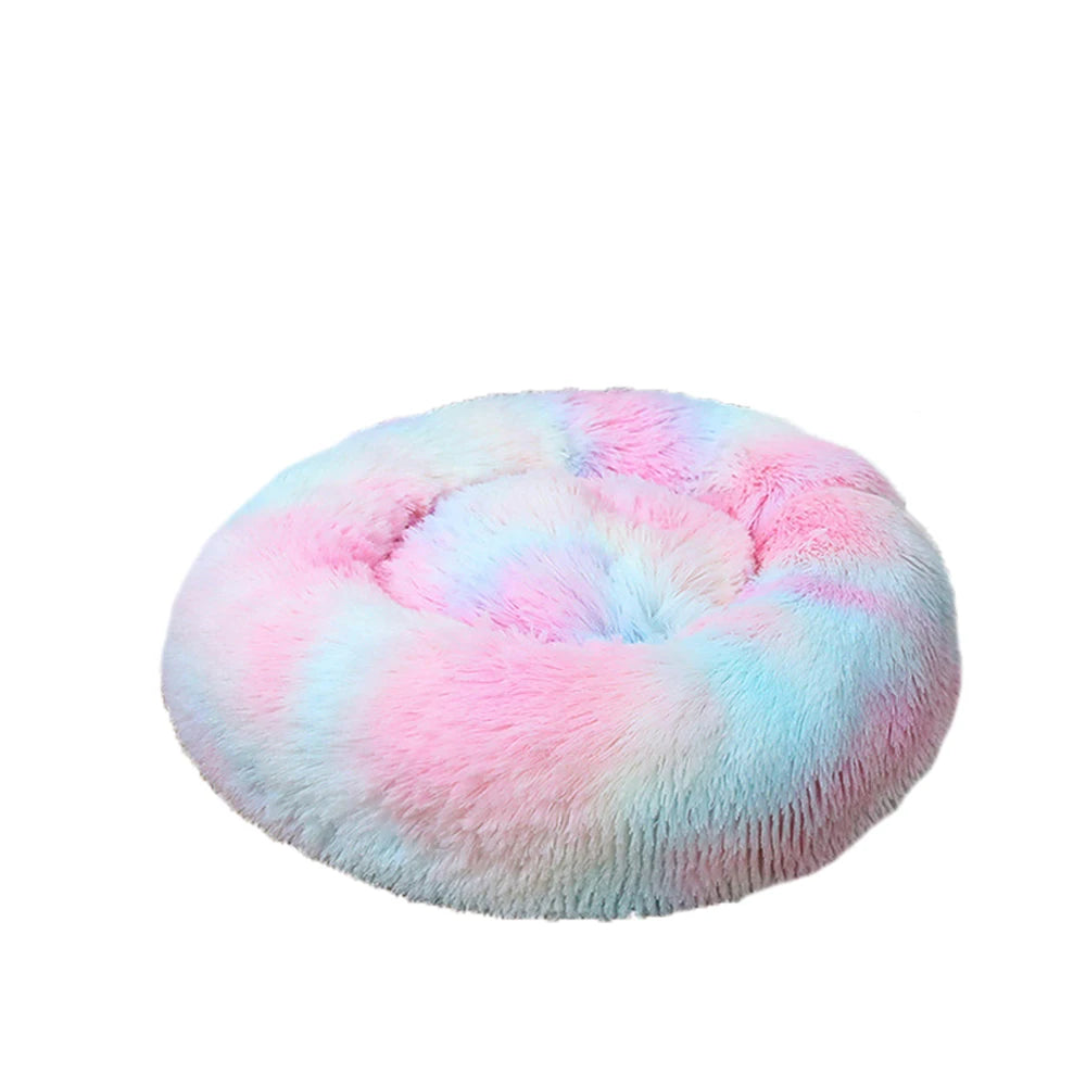 Donut Dog Bed Warm Soft Long Plush Pet Bed for Small Large Dogs and Cats Calming Washable Winter Kennel Sofa Cushion Mat