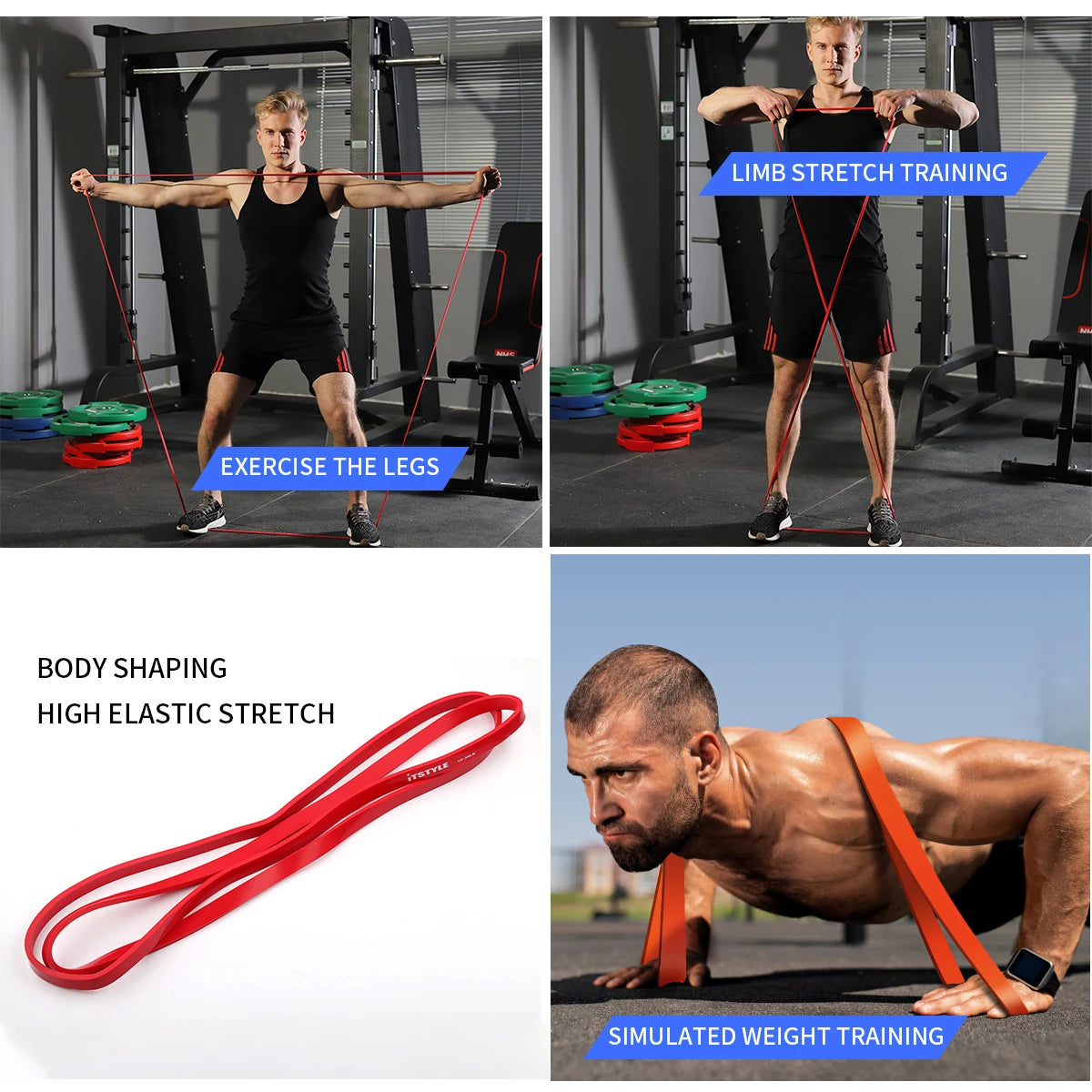 ITSTYLE Resistance Bands 208CM 8 Level Crossfit Latex Loop