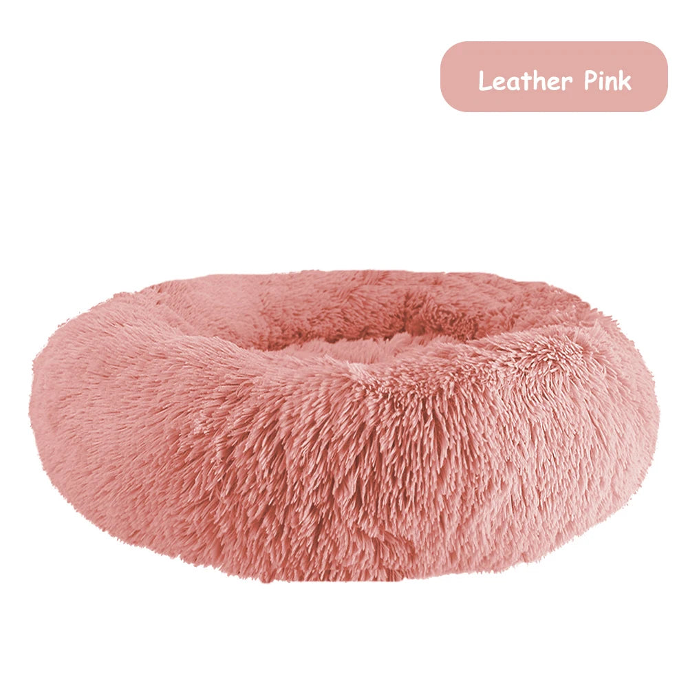 Donut Dog Bed Warm Soft Long Plush Pet Bed for Small Large Dogs and Cats Calming Washable Winter Kennel Sofa Cushion Mat