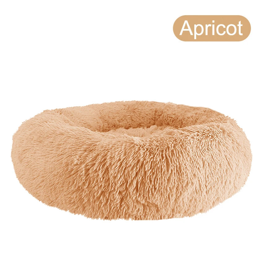 Donut Dog Bed Warm Soft Long Plush Pet Bed for Small Large Dogs and Cats Calming Washable Winter Kennel Sofa Cushion Mat