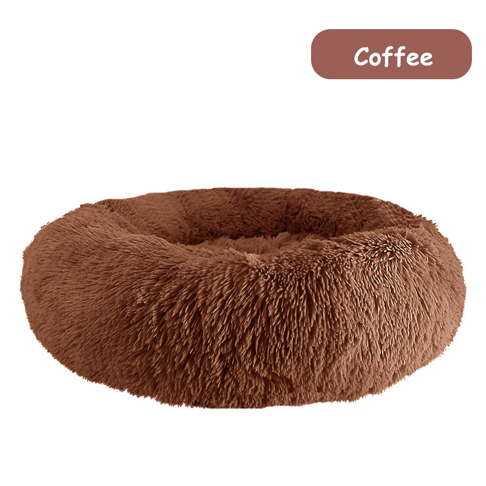 Donut Dog Bed Warm Soft Long Plush Pet Bed for Small Large Dogs and Cats Calming Washable Winter Kennel Sofa Cushion Mat