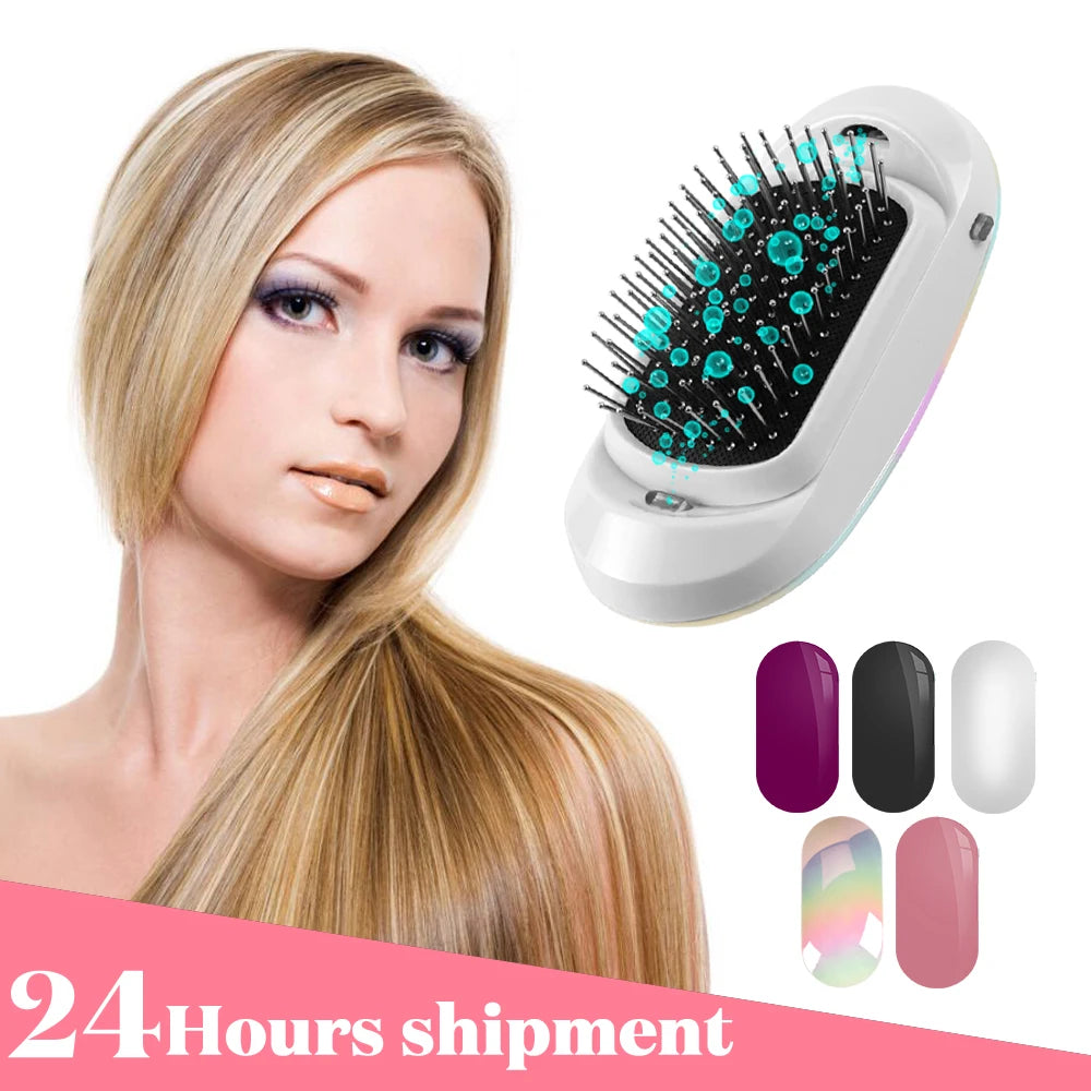 New Version Ionic Hairbrush Portable Negative Ions Anti-Static Massage Hairbrush Colorful Design