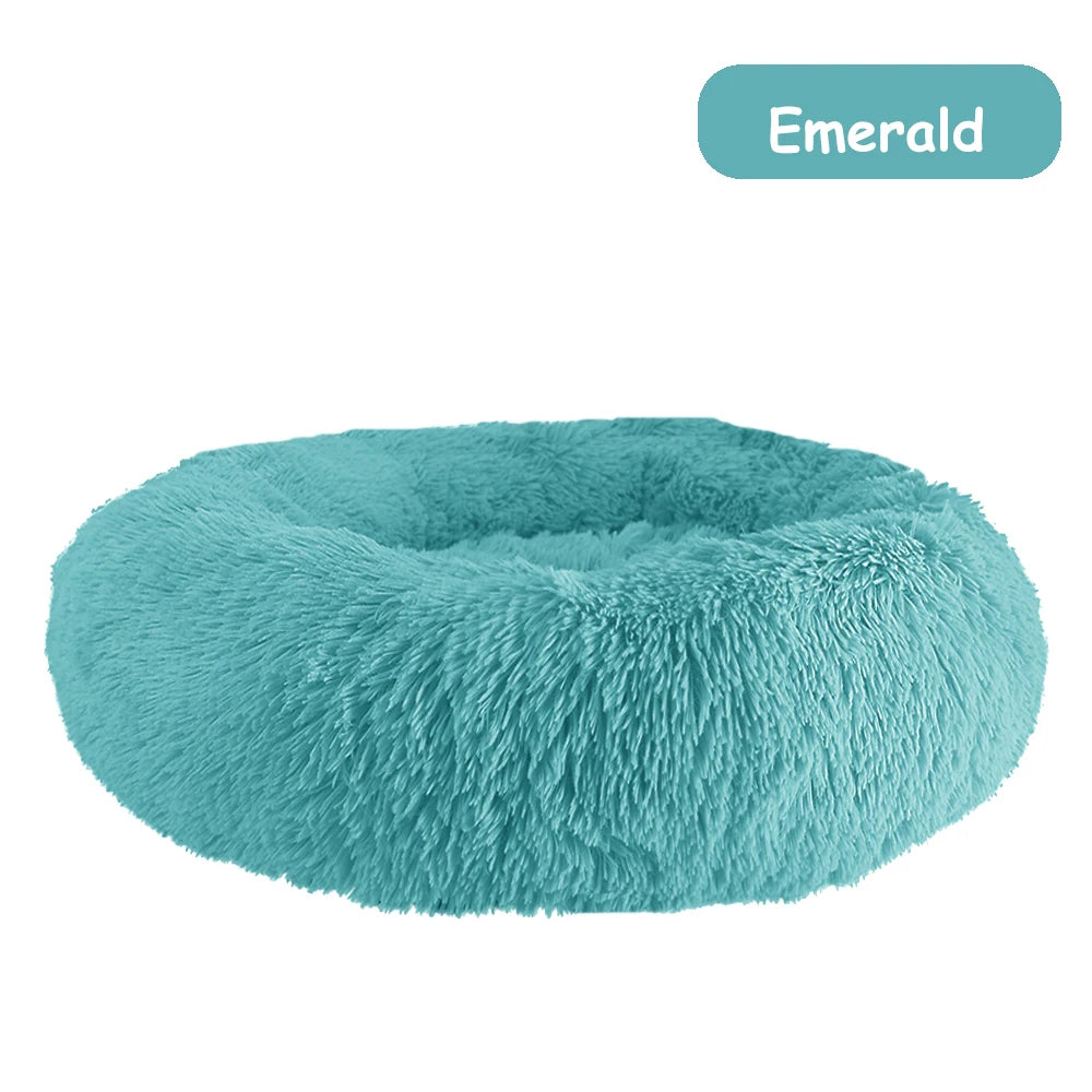 Donut Dog Bed Warm Soft Long Plush Pet Bed for Small Large Dogs and Cats Calming Washable Winter Kennel Sofa Cushion Mat