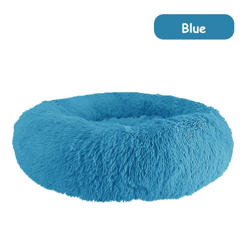 Donut Dog Bed Warm Soft Long Plush Pet Bed for Small Large Dogs and Cats Calming Washable Winter Kennel Sofa Cushion Mat
