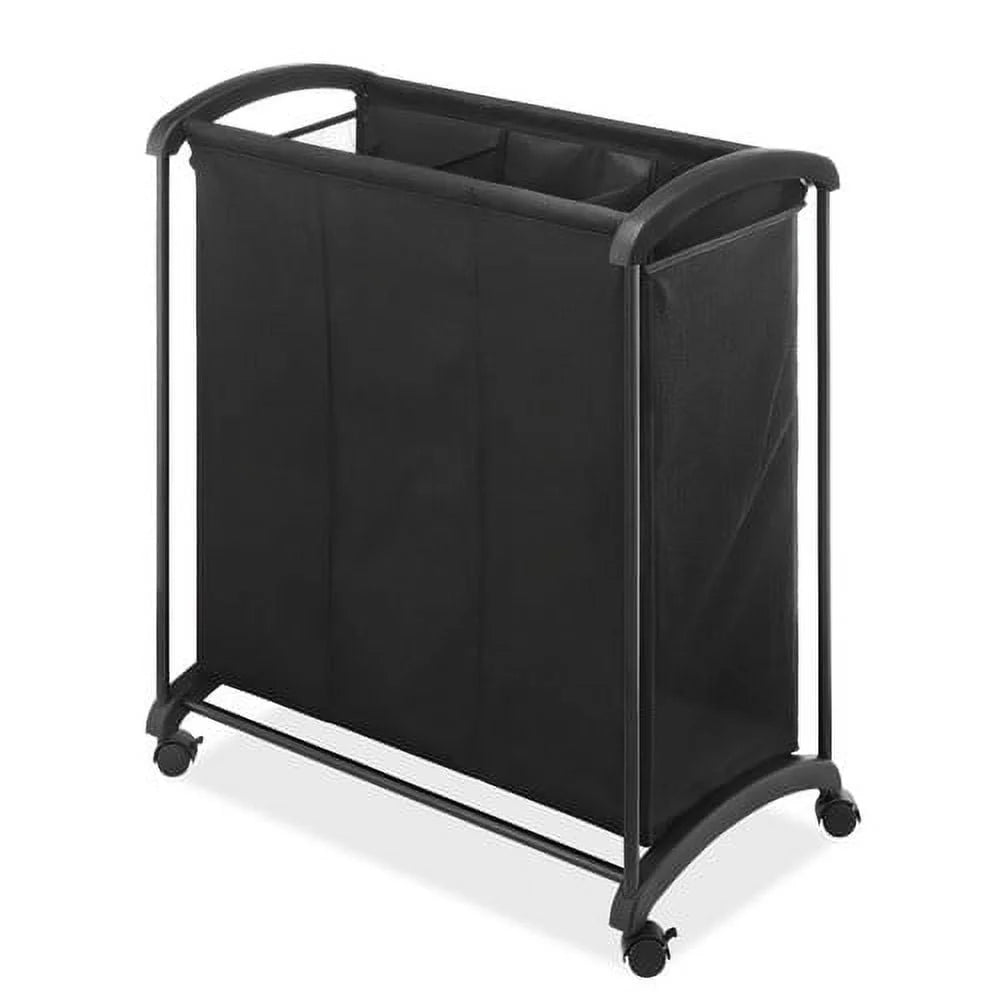 3 Section Laundry Sorter with Wheels Fabric Mesh Heavy Duty Laundry Hamper Rolling Storage Bin Toy Organizer for Adults and Teens