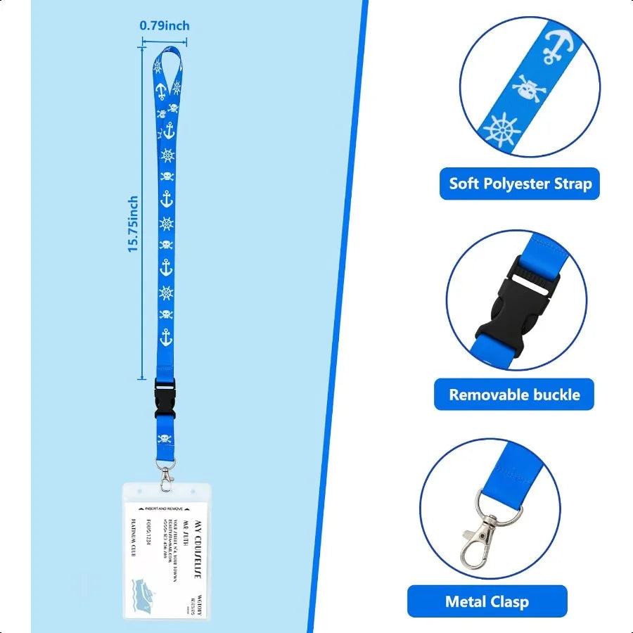 Cruise Lanyards 4 Pack Waterproof Lanyards with ID Badge Reel Holder Detachable Buckle for Ship Key Cards