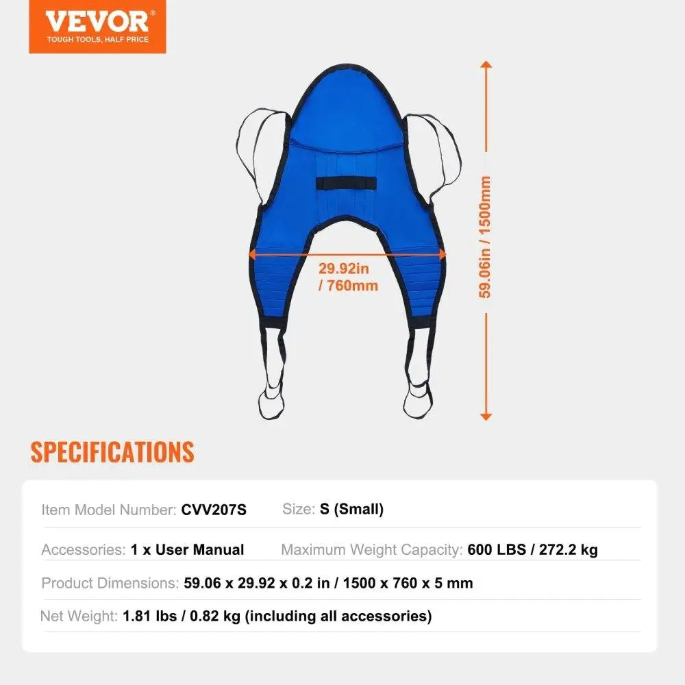 Patient Lift Sling with Head Support Small Size U Shape Divided Leg Sling