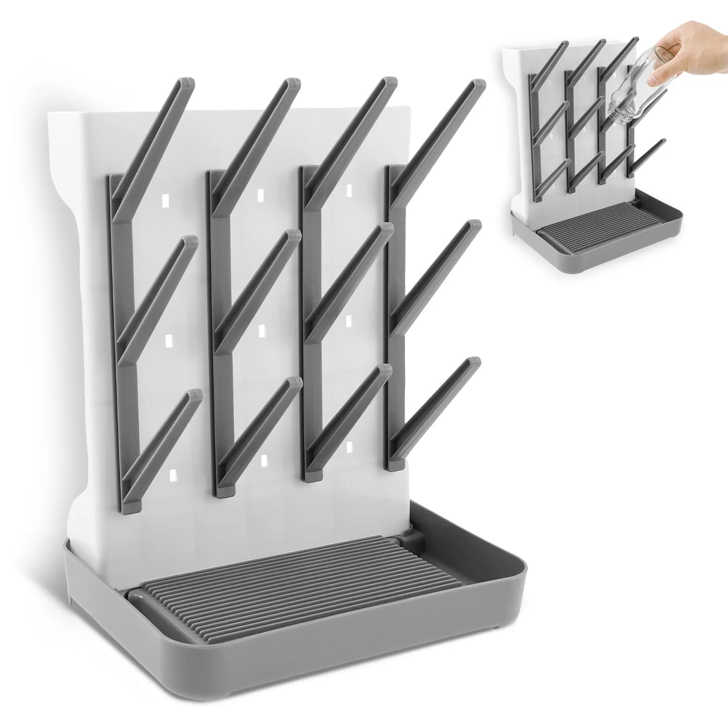 Baby Bottle Drying Rack For Countertop With Detachable Tray