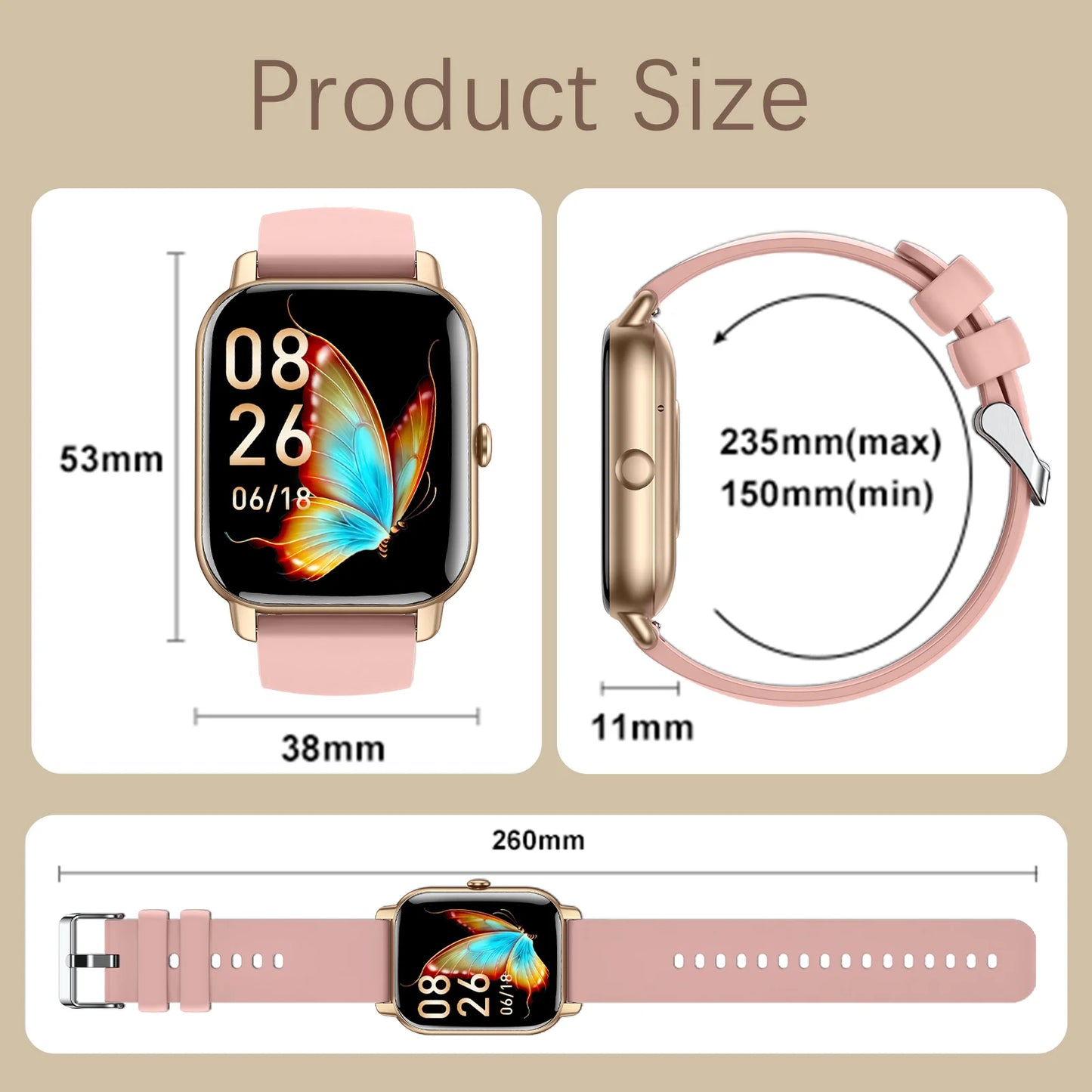 LaNikar P66D Smartwatch For Women Health Monitoring IP68 Waterproof Bluetooth Calling Fitness Tracker