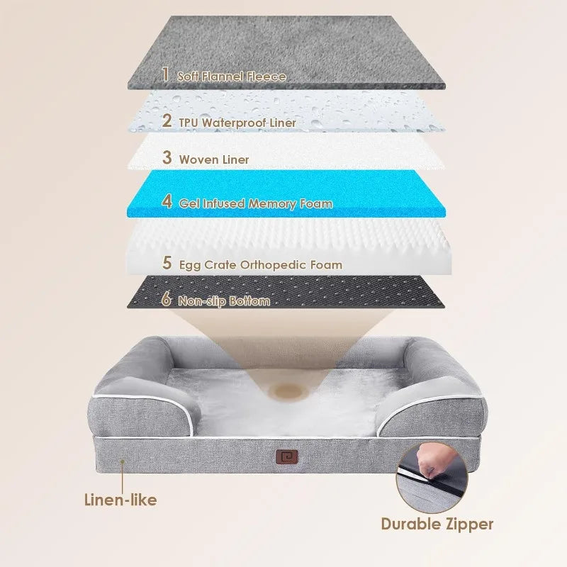 Orthopedic XXL Dog Bed With Waterproof Memory Foam And Sides