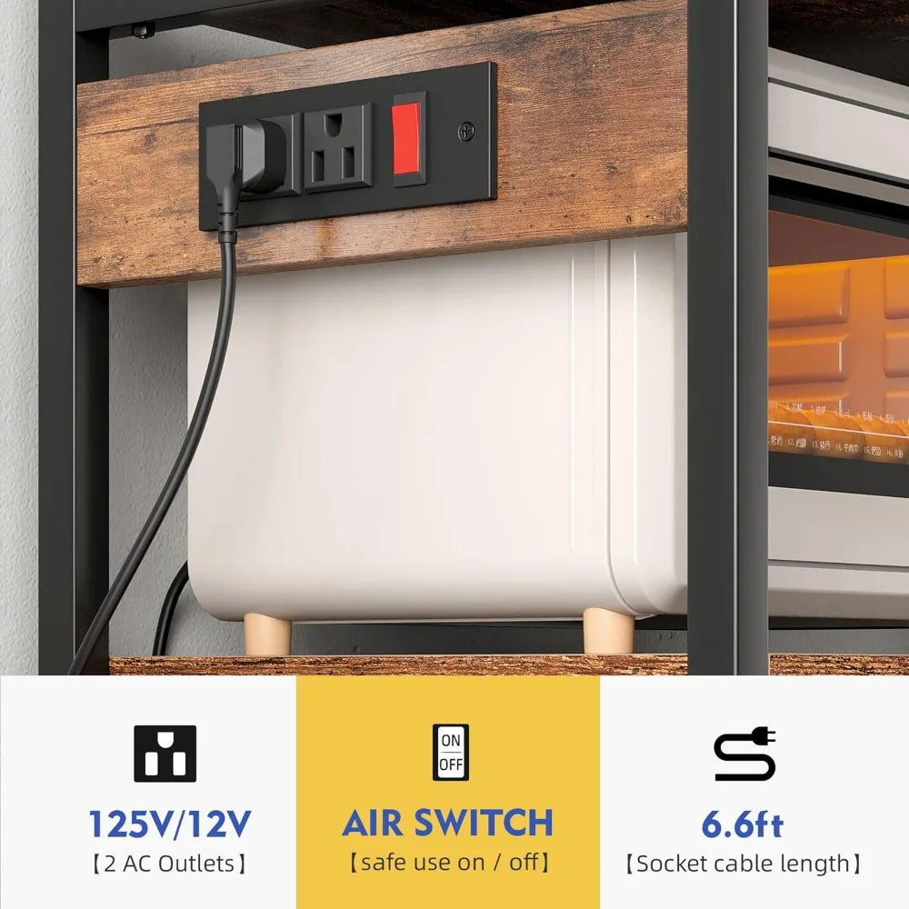 Bakers Rack With Storage Cabinet And Microwave Stand Kitchen