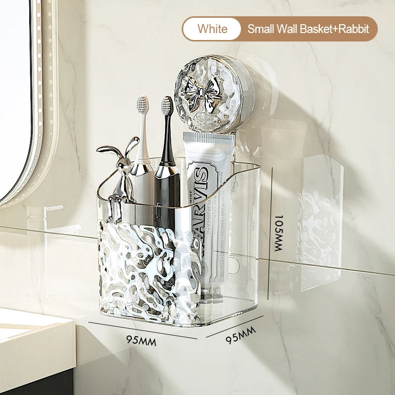 Big Red House Bathroom WallMounted Storage Shelf SuctionCup GlacierPattern Organizer