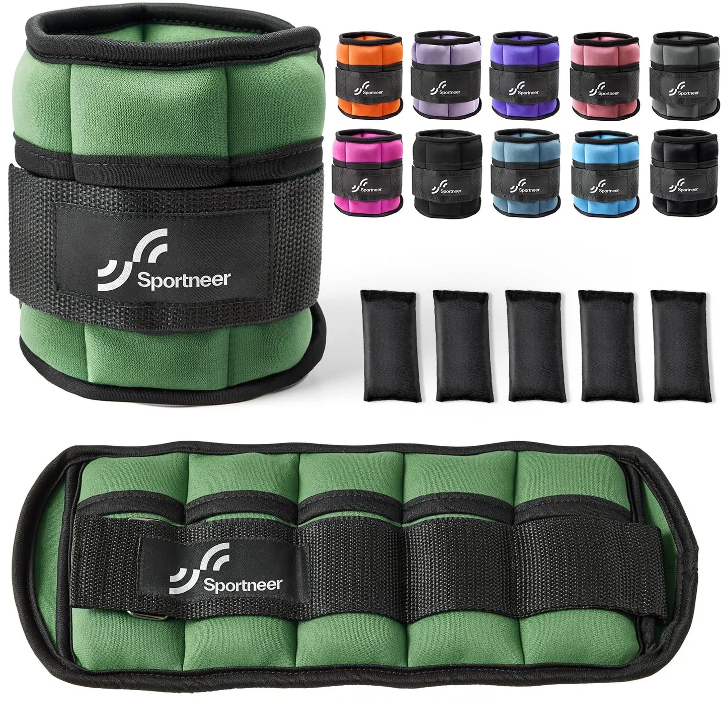 Sportneer Adjustable Ankle Weights 10lb Pair Gym Workouts