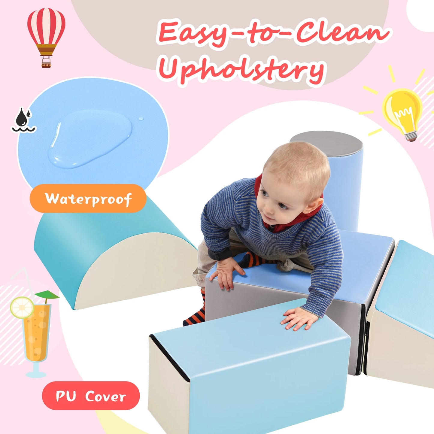 Soft Foam Playset For Toddlers Indoor Active Playset For Climbing Crawling Sliding Building Blocks For Preschoolers Kids
