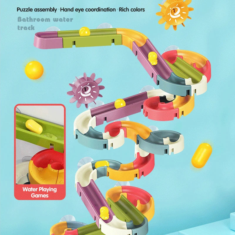 Baby Bath Toys DIY Assembled Slide Tracks Pipeline Ducks Rainbow Shower Tracks Water Educational Toys Gift