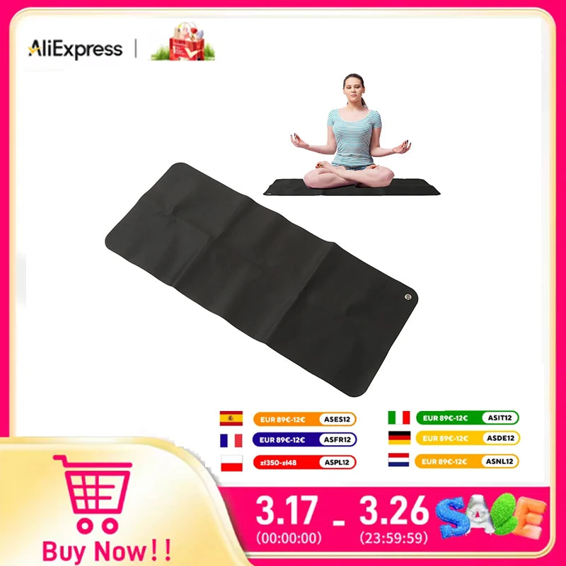 Grounding Mat Large Black Earthing Pad For Elderly Foot Therapy Relieving Anxiety Sleep Mat