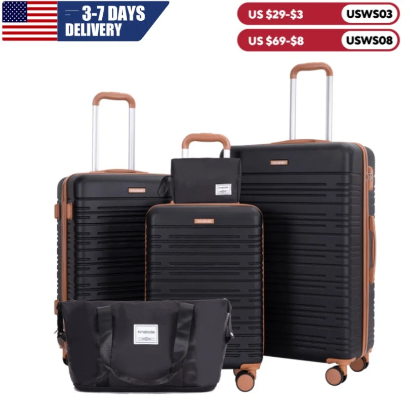 Amalodie 5 Piece Hardshell Luggage Set With TSA Lock