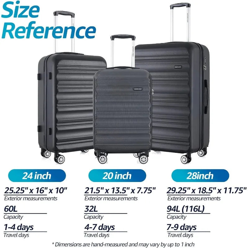 20 Inch Carry On Luggage with Spinner Wheels and TSA Approved Lock Lightweight Hardside Suitcase for Travel