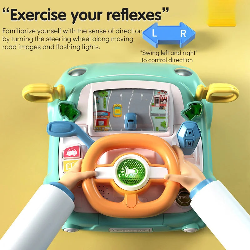 Baby Toy Electric Simulate Driving Car Steering Wheel Early Educational Toy for 0 to 36 Months Toddler Gift