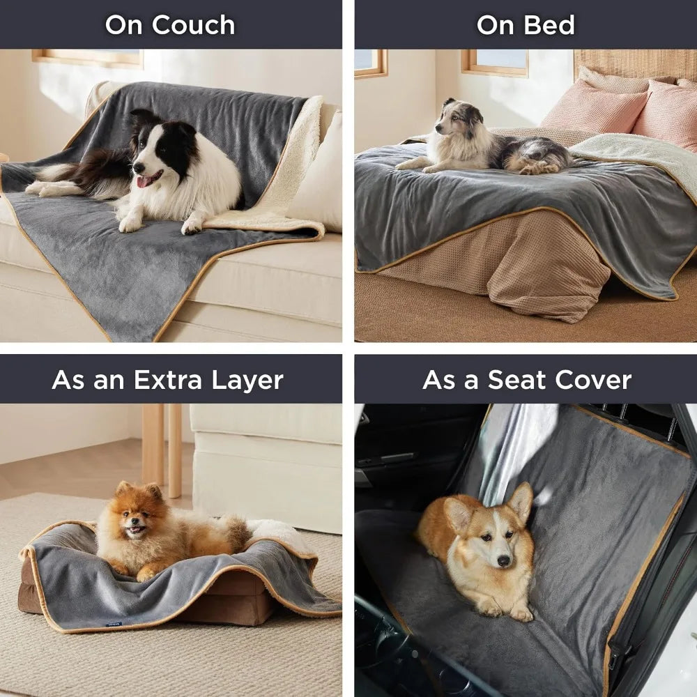 Waterproof Dog Blanket for Small Dogs Sherpa Fleece Plush