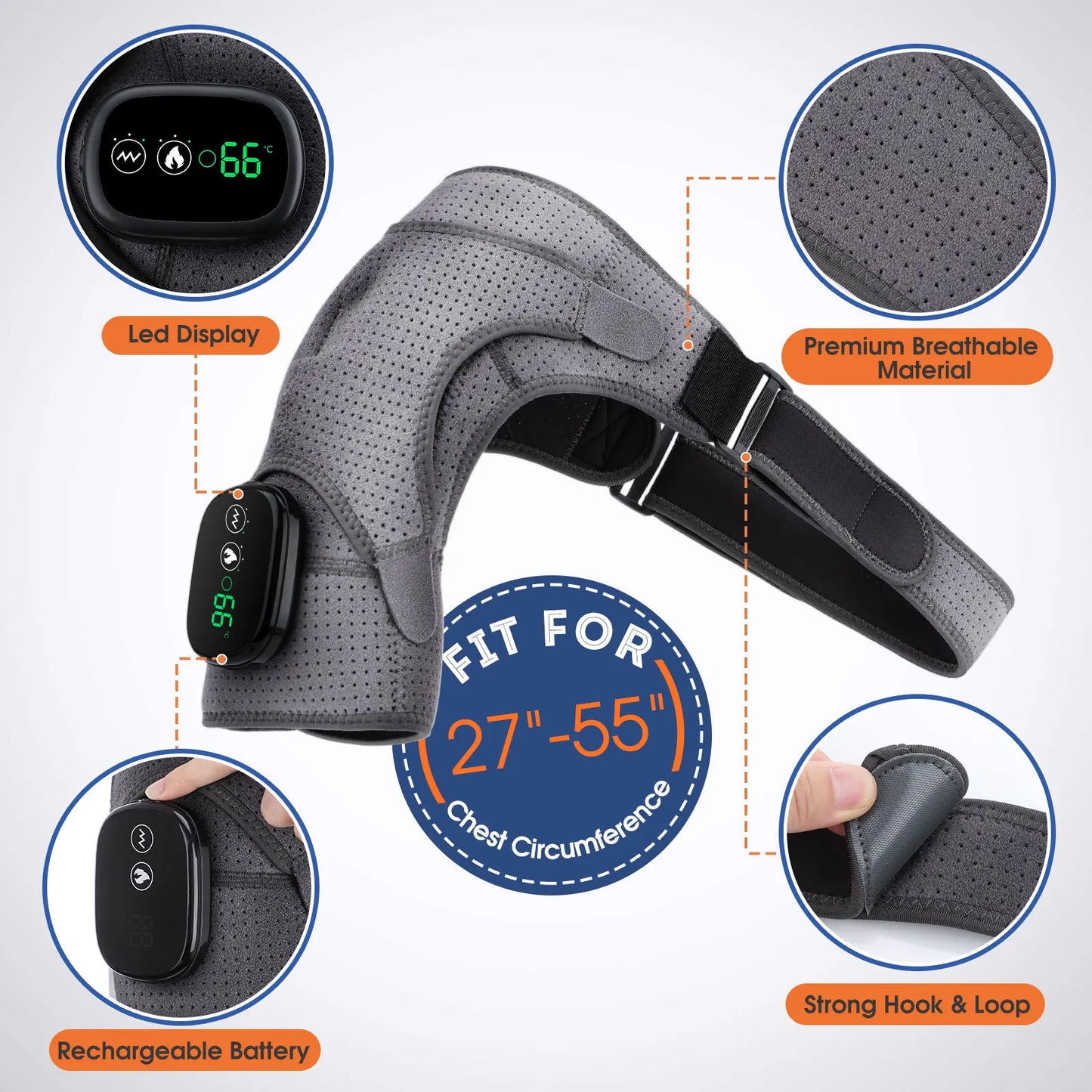 Electric Heating Shoulder Massager Thermal Physiotherapy Vibrator Massage Support Brace for Arthritis Pain Relief