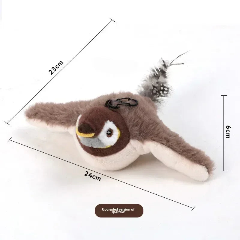 Hot Cat Interactive Catnip Bird Plush Toy Touch Activated Squeak