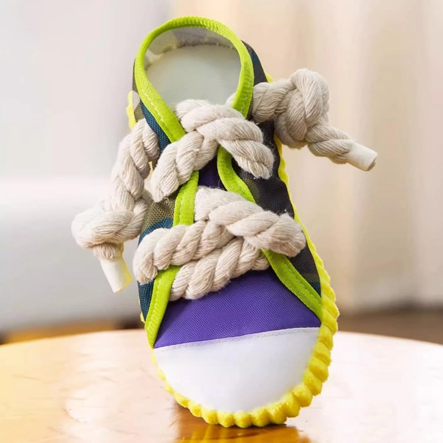 Interactive Grey Canvas Chew Toy for Active Dogs Durable Squeaky Stick with Rope for Aggressive Chewers Indestructible
