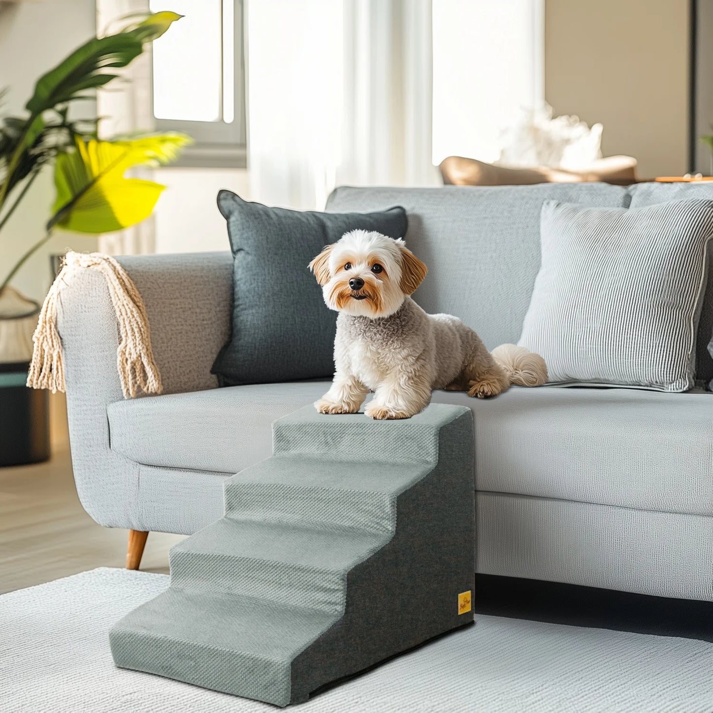 Three to Four Steps High Density Foam Dog Stairs for Sofas