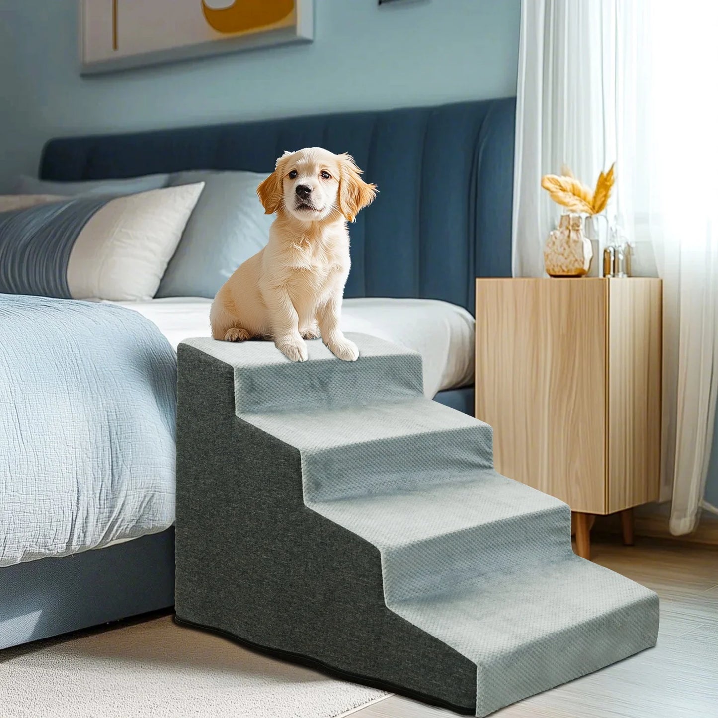 Three to Four Steps High Density Foam Dog Stairs for Sofas