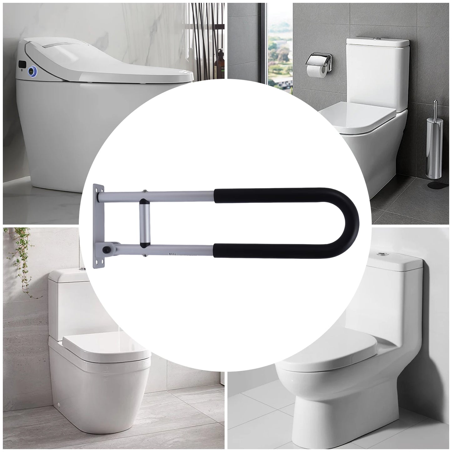 Wall Mounted Toilet Grab Bar Aluminium Alloy Non Slip Rail