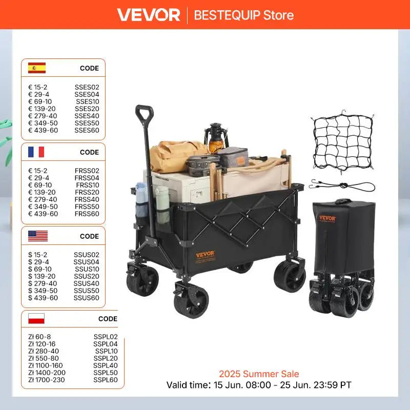 SucceBuy Collapsible Folding Wagon All Terrain Wheels
