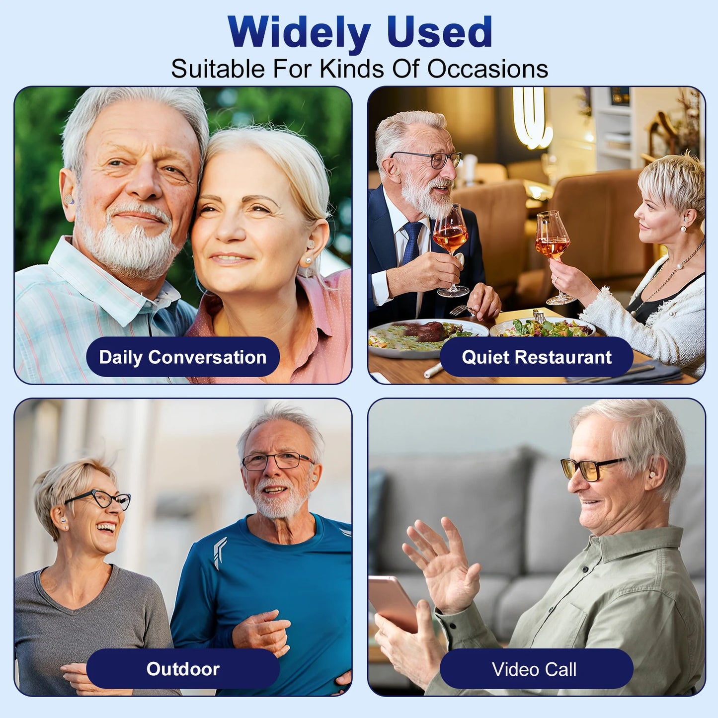 1 Pair Invisible Hearing Aids Mini Aids for Elderly Adjustable Ear Aid for Mild to Moderate Deafness
