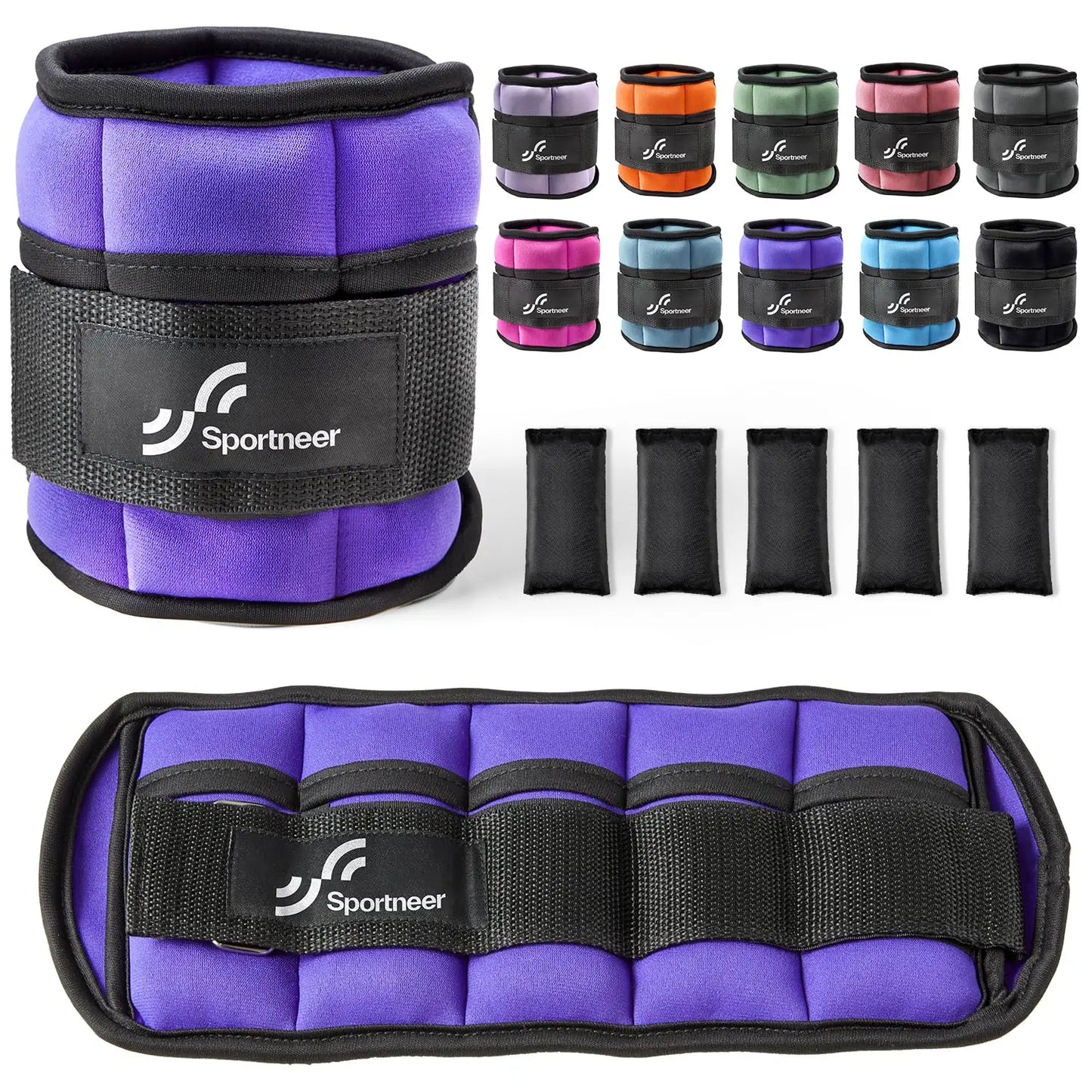 Sportneer Adjustable Ankle Weights 10lb Pair Gym Workouts