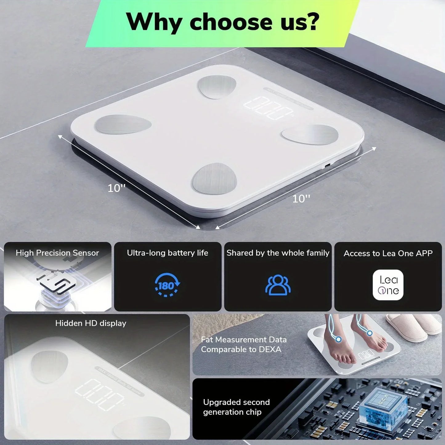 Smart Scale Weight Analyser with App 400 Pounds Battery Powered Daily Weight Tracking Essential Tool for Home Use