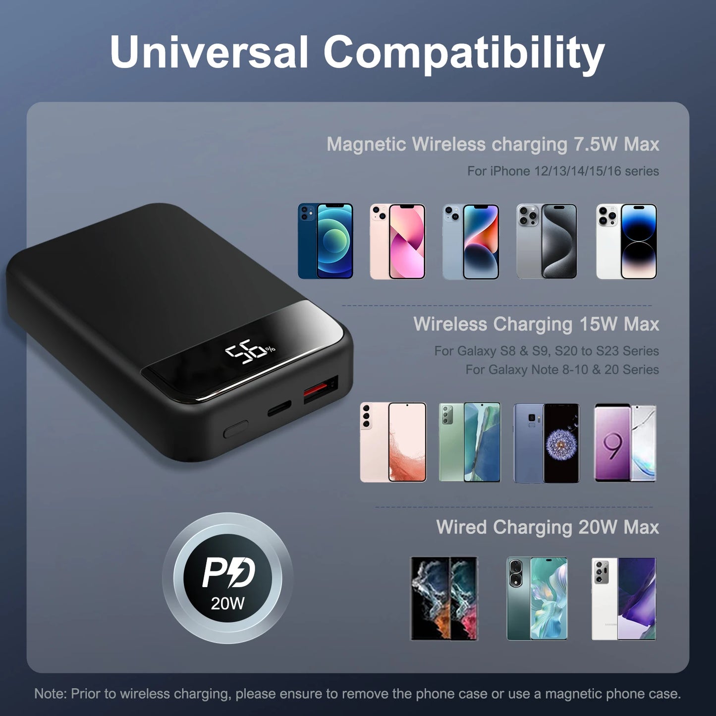 Magnetic Wireless Portable Charger Power Bank 10000mAh PD20W Built In LED Display for iPhone 16 15 14 13 12 Pro Mini Pro Max
