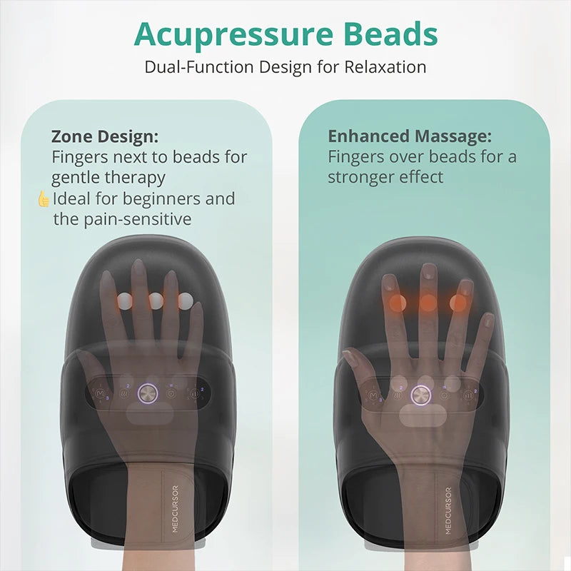 Wireless Electric Hand Massager with Air Compression and Hot Compress for Palm Acupoint Relaxation and Finger Arthritis Relief