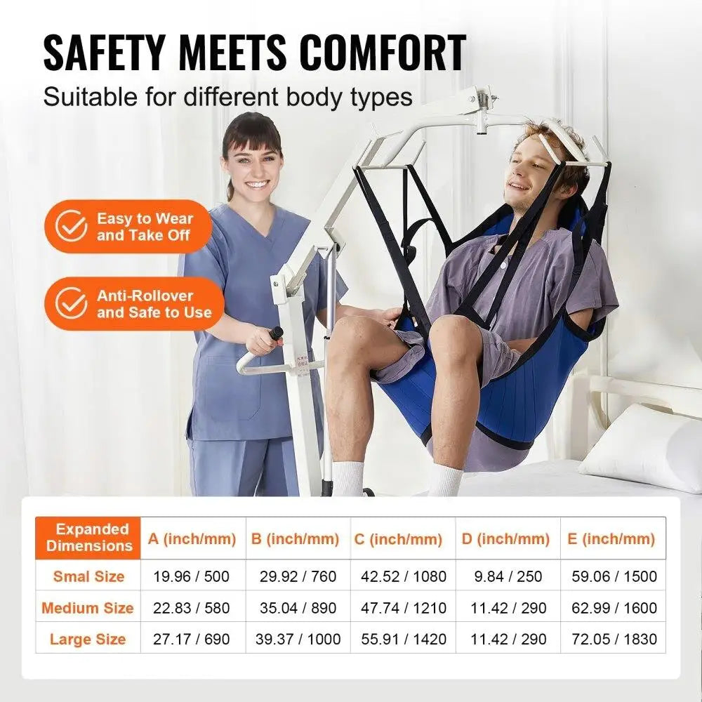 Patient Lift Sling with Head Support Small Size U Shape Divided Leg Sling