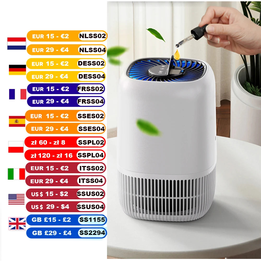 Air Purifiers for Bedroom Home HEPA Filter Cleaner with Fragrance Sponge Smoke Allergies Pollen Pet Timer