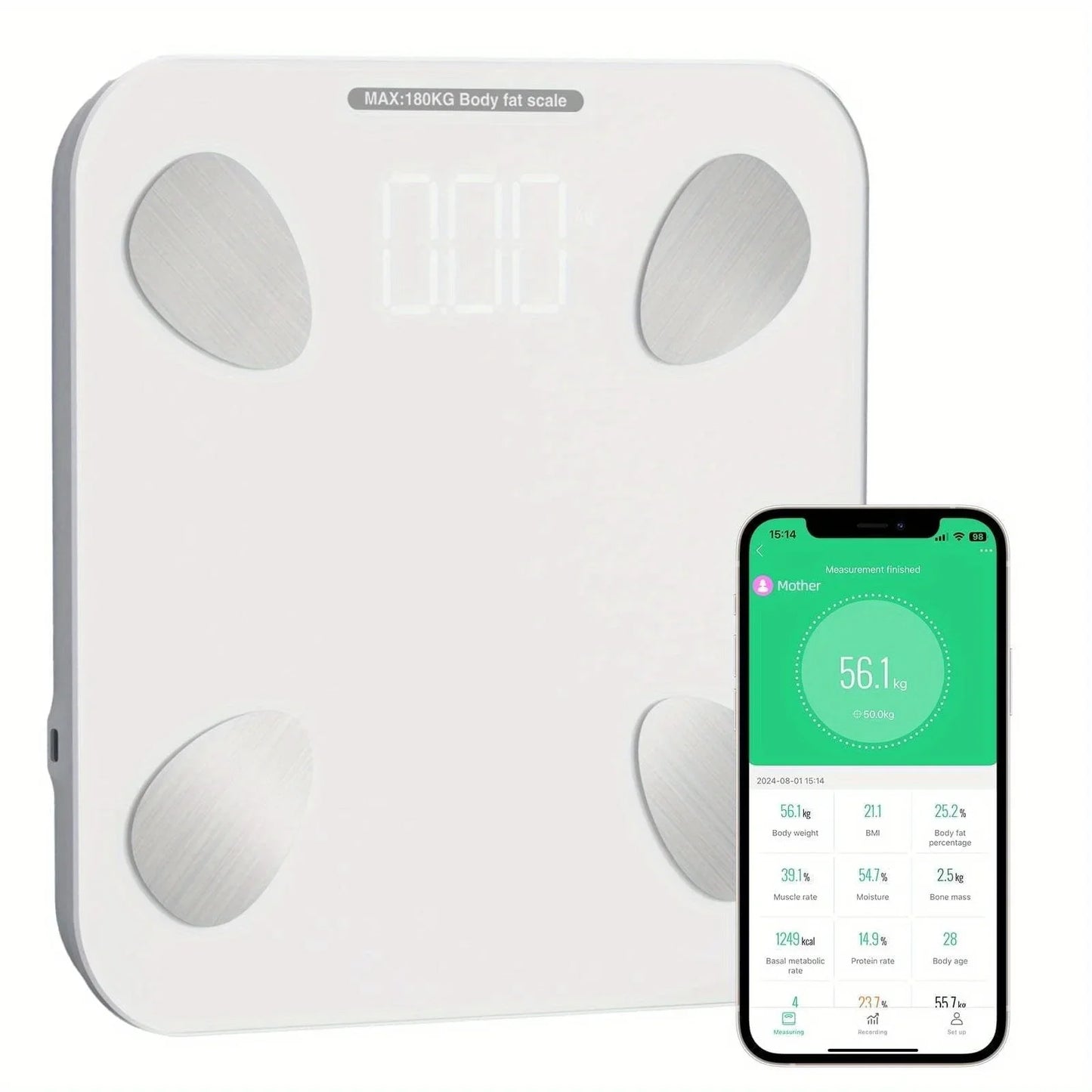 Smart Scale Weight Analyser with App 400 Pounds Battery Powered Daily Weight Tracking Essential Tool for Home Use
