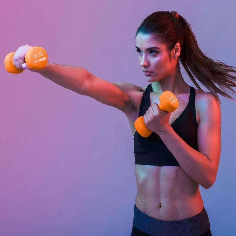 HolaHatha Neoprene Dumbbell Free Hand Weight Set with Rack for Home Exercises Ideal for Gaining Tone and Definition