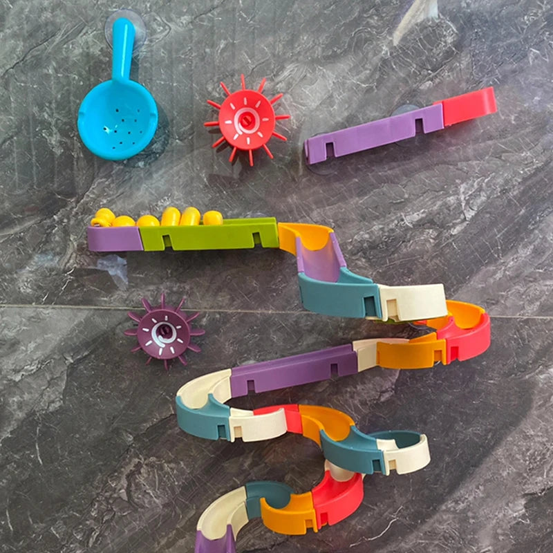 Baby Bath Toys DIY Assembled Slide Tracks Pipeline Ducks Rainbow Shower Tracks Water Educational Toys Gift