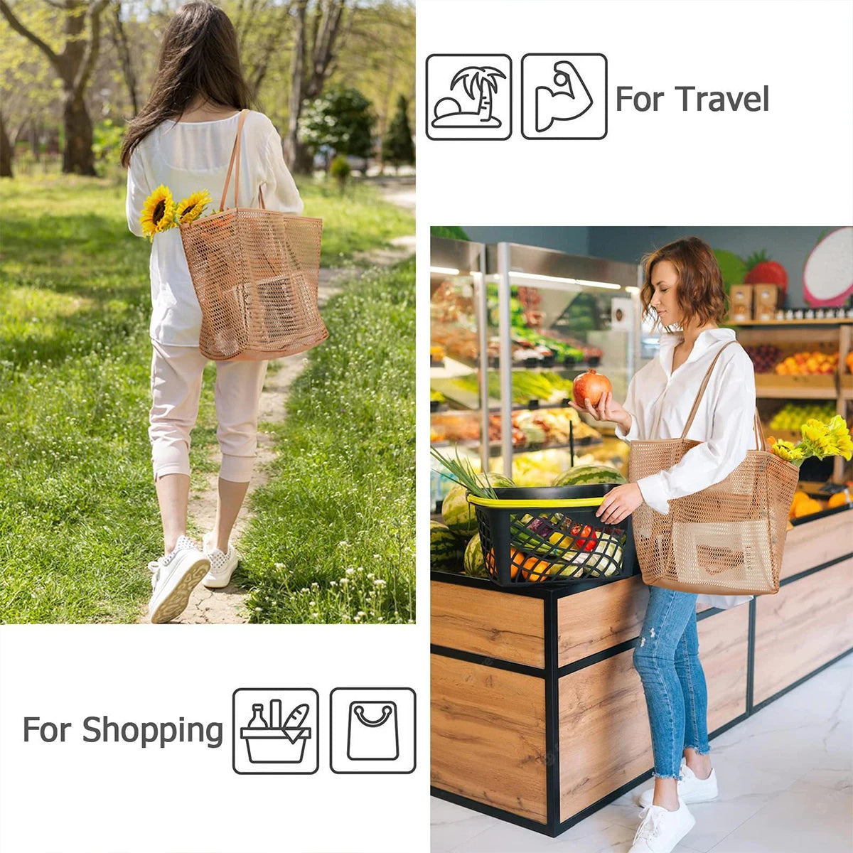 Mesh Beach Tote For Women Bag And Swimwear Organizer
