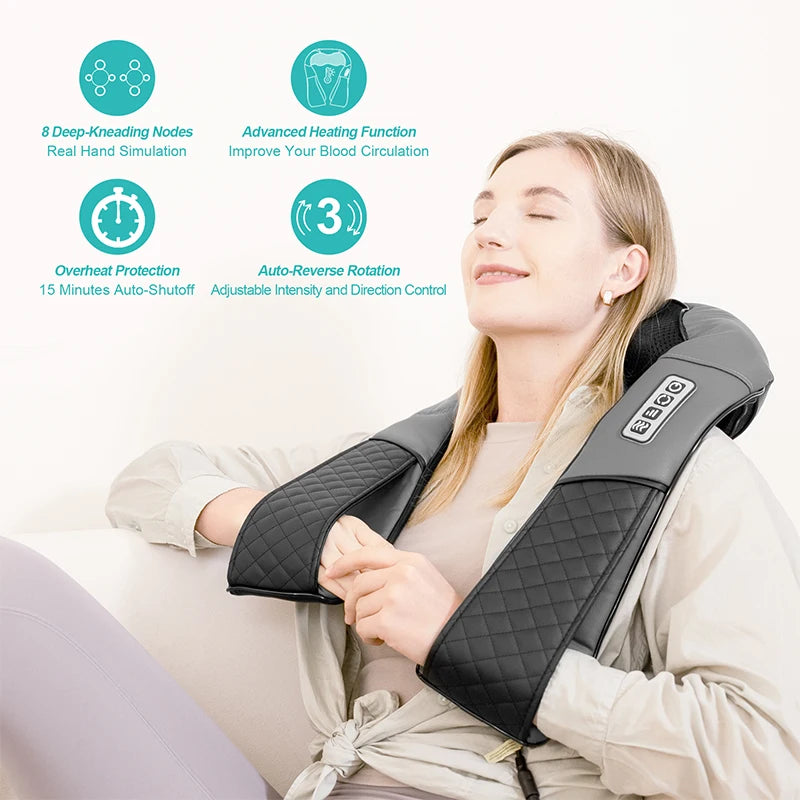 Medcursor Electric Neck And Back Massager Neck And Shoulder Kneading Massage Pillow Cervical Back Massage Shawl