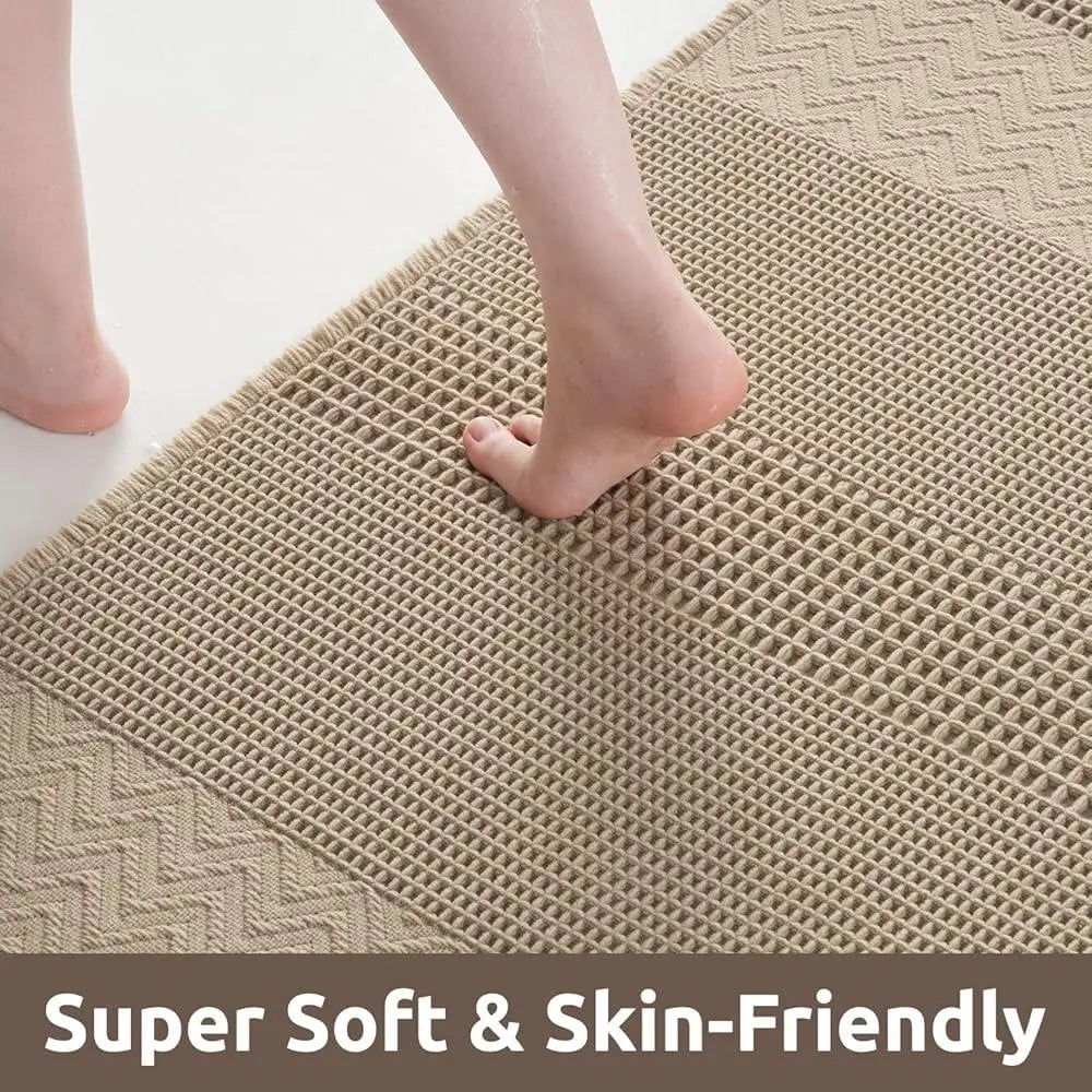 Absorbent Waffle Bath Mat Non Slip Bathroom Runner Rug Soft Comfortable Washable Floor Mat Durable Anti Slip Bathroom Decor