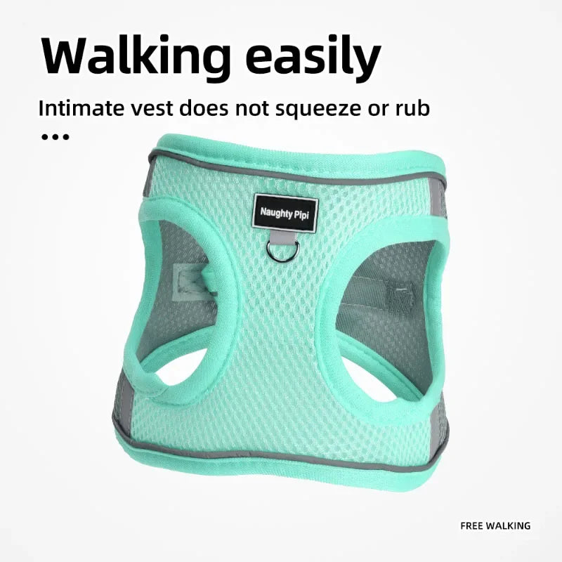 Dog Harness for Small Dogs Adjustable Puppy and Cat Vest for French Bulldog Chihuahua and Pug with Outdoor Walking Collar and Leash Set