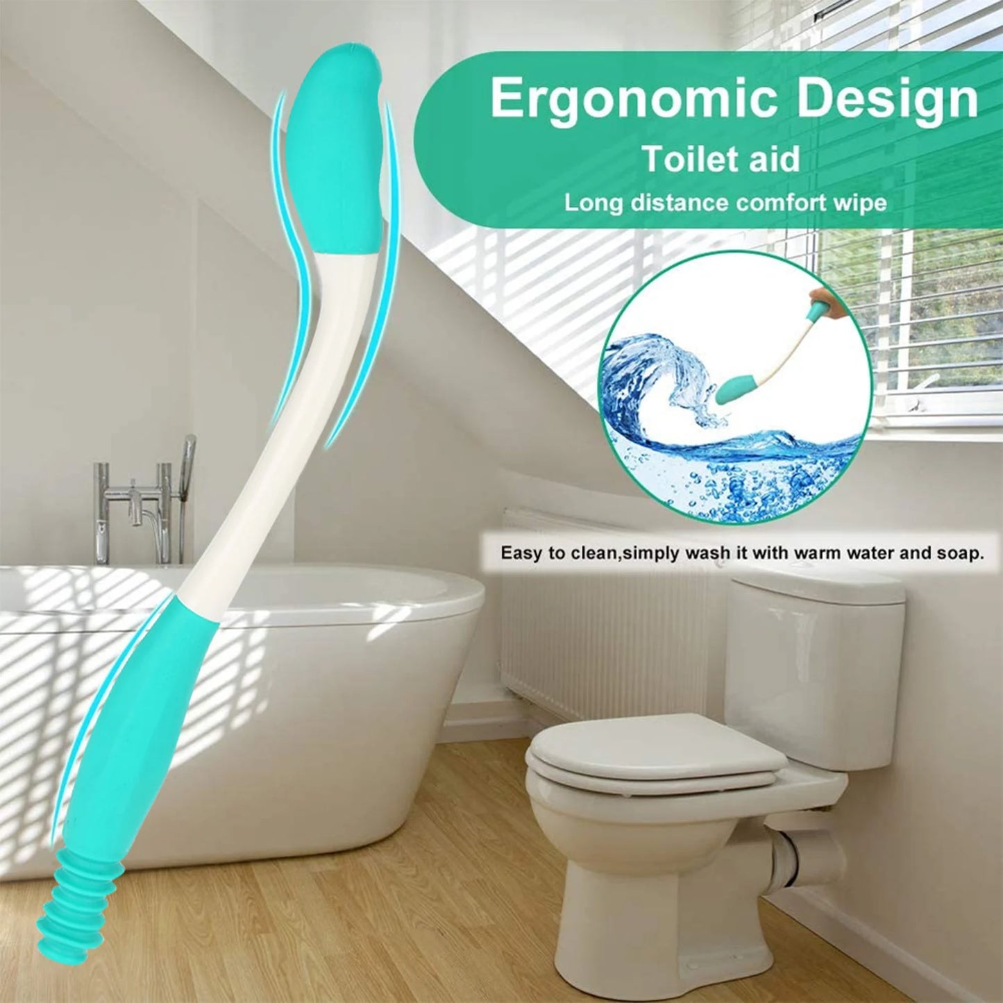 Long Handle Reach Comfort Bottom Wiper Toilet Paper Tissue Grip Self Wipe Aid Helper