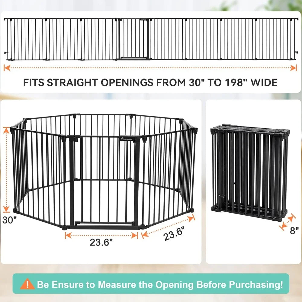 198 Inch Extra Wide Baby Gate Auto Close Pet Gate for Doorways Stairs and Fireplaces Folding Design Child Dog Playpen